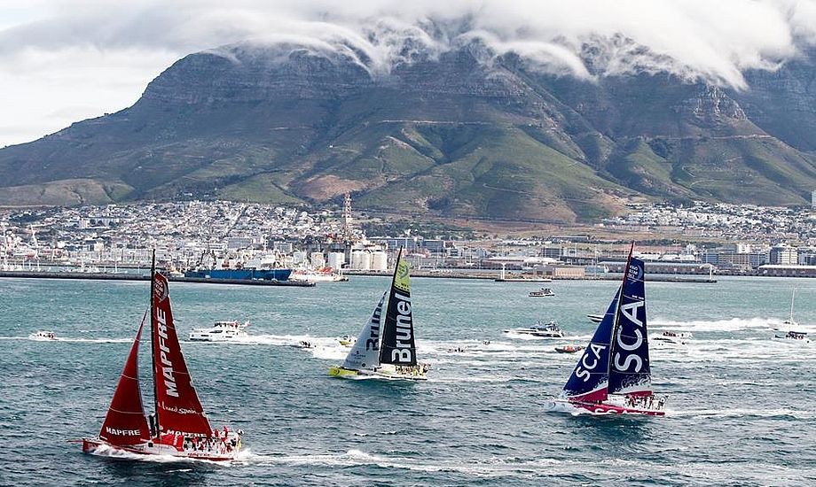Bådene har frisk vind i Cape Town. Foto: Volvo Ocean Race. Foto: Ainhoa Sanchez