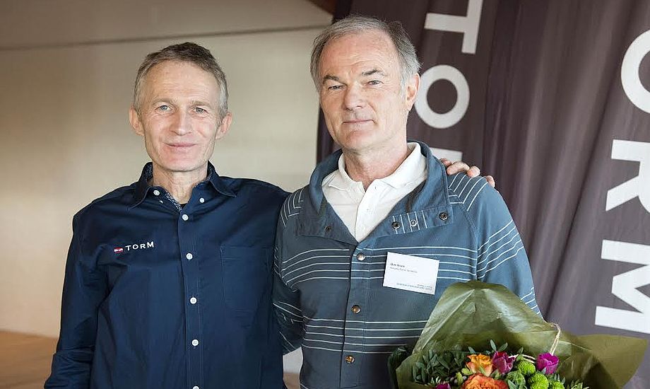 Hans Natorp, nu tidligere DS-formand og Dan Ibsen, ses her i Svendborg i lørdags på generalforsamling. Foto: Flemming Ø. Pedersen/Dansk Sejlunion