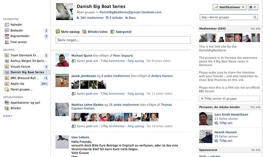 Danish Big Boat Series er kommet godt i gang på Facebook.