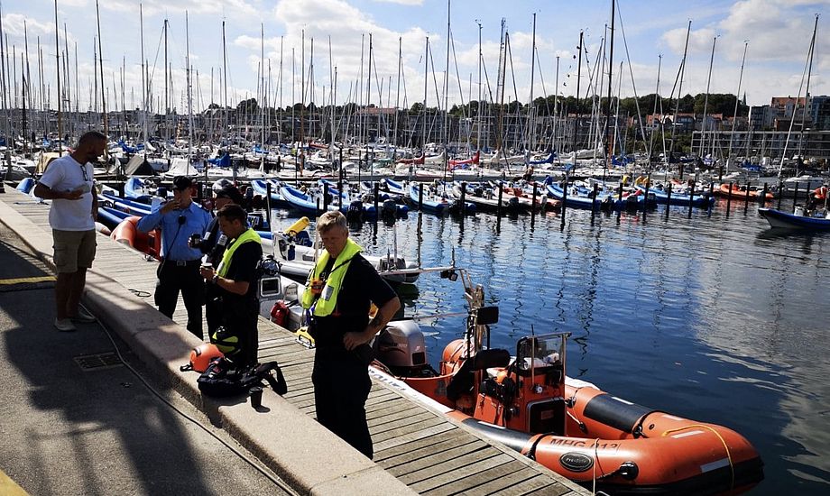 Politiet er massivt til stede på havnen i forbindelse med VM i sejlsport. Foto: Troels Lykke