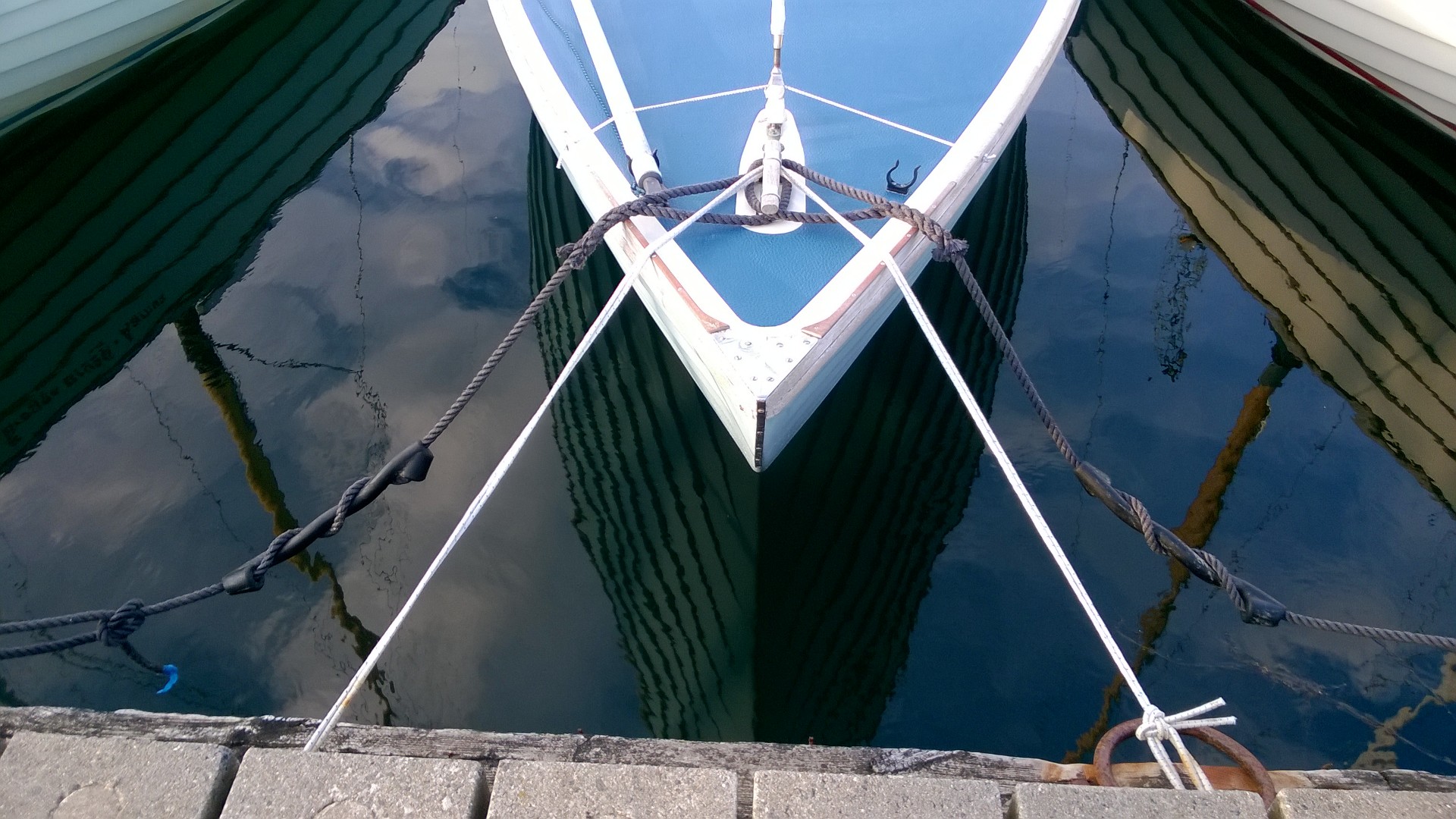 En elastik holder båden permanent tæt på broen, så afstanden fra broen til båden er kortere. Foto: Troels Lykke