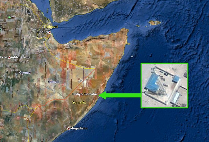 På Google Earth ses det nye radiotårn tydeligt.