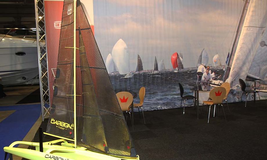 Carbon 3 udstilles i miniformat på Elvstrøm Sails stand i Fredericia. Foto: Troels Lykke