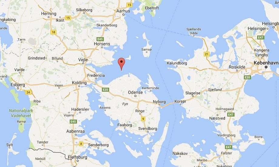 Den 72-årige blev fundet her ved Æbelø. Foto: Google Maps