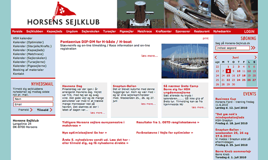 Horsens Sejklub hjemmeside