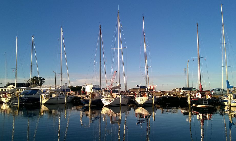 Her ses Hou Lystbådehavn, der ligger syd for Aarhus. Foto: Troels Lykke