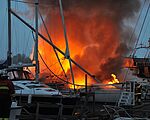 Fire både brændte i Ishøj fornylig. Foto: Michael Rosengaard, www.brand-ishoj.dk