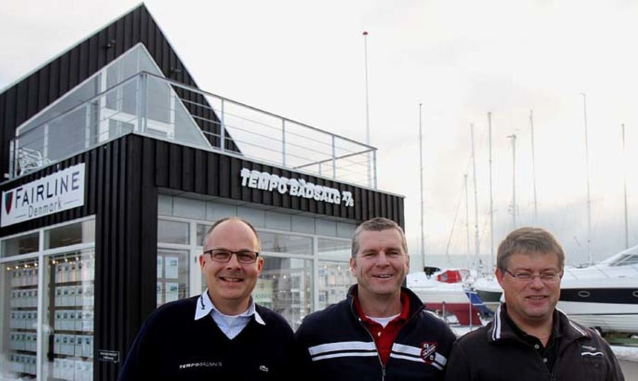 Et udsnit af Tempo Bådsalg. Fra venstre: Gert E. Sørensen, Stewart Moeliker-Twigg og Henrik Jørgensen. Foto: Troels Lykke