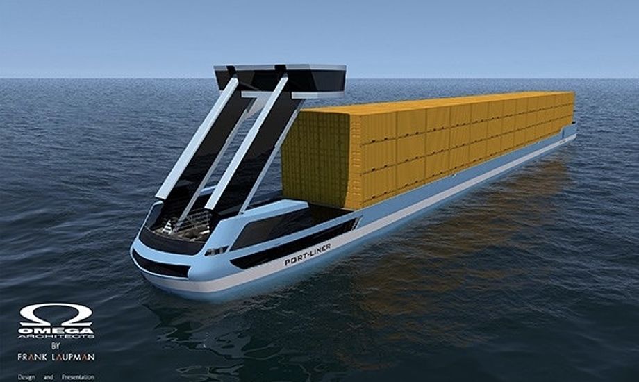 Det er den hollandske producent Port Liner, som står bag containerskibet. Foto: Omega Architects