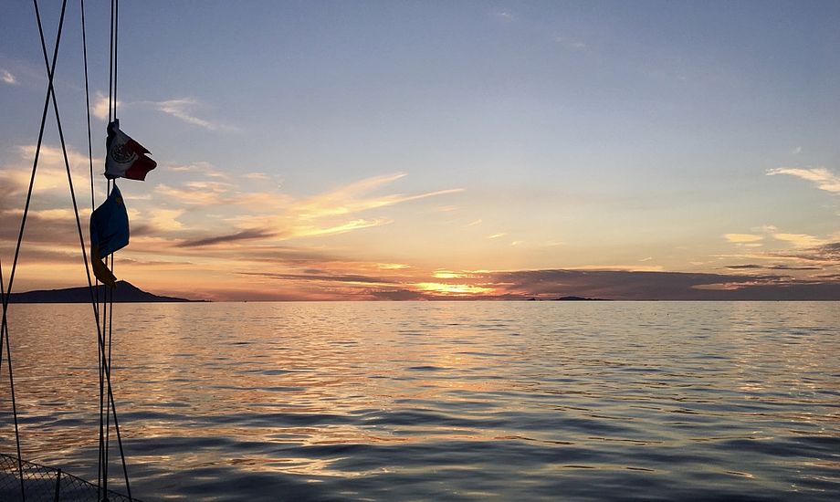 Når solens stråler forsvinder fra havoverfladen, venter en helt særlig og anderledes mørkesejlads for skipper og gaster. Foto: Sara Sulkjær