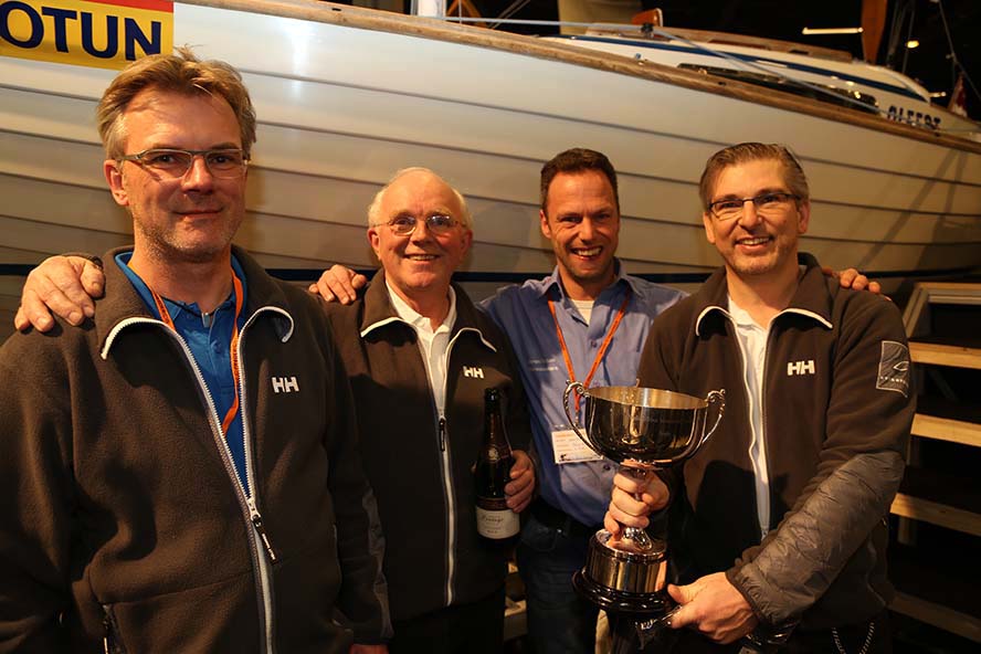Vinderne af Folkebådenes rangliste 2012: Fra venstre: Heines Nielsen, Ole Mathiesen, Søren Nielsen (reserve) og Karsten Koch. Foto: Troels Lykke
