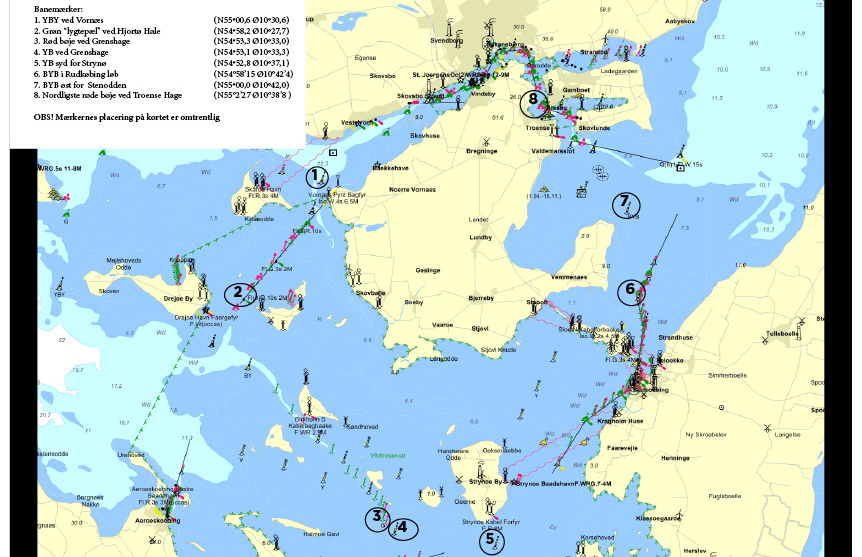 Der sejles rundt om de fem øer Tåsinge, Siø, Strynø, Birkholm og Hjortø.