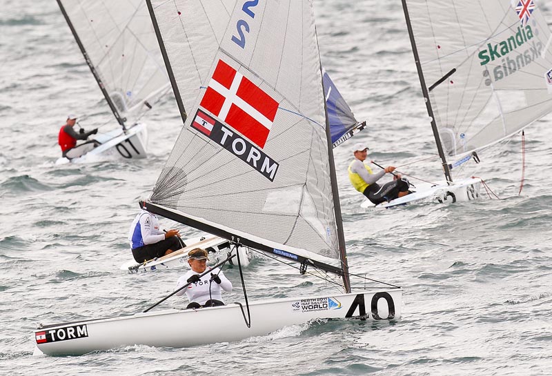 Jonas Høgh-Christensen i Perth i medal race. Foto: Mick Anderson / Sailingpix.dk