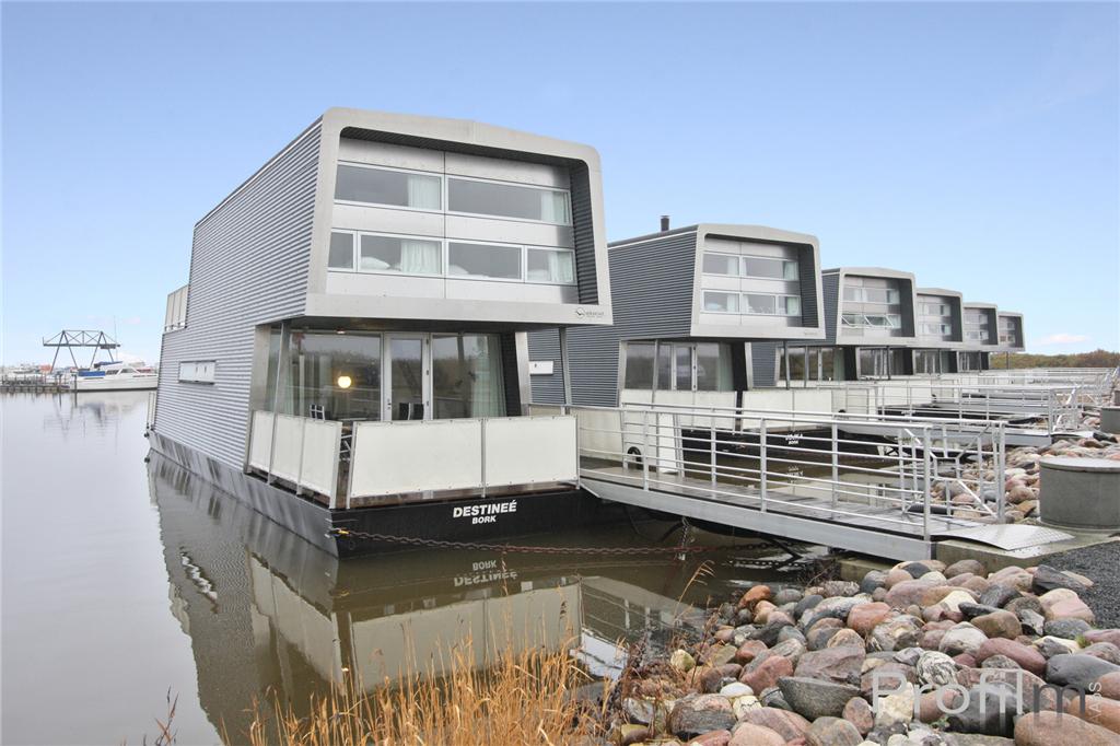 Der ligger i alt ni husbåde i den såkaldte "Gammel Havn" i Bork. Foto: Birthe Høst