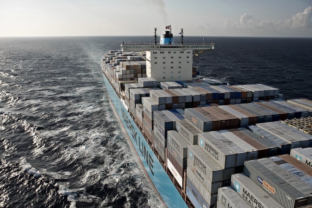Havet var noget mere uroligt, da Maersk Shanghai lørdag tabte flere af sine containere. Foto: PR-foto