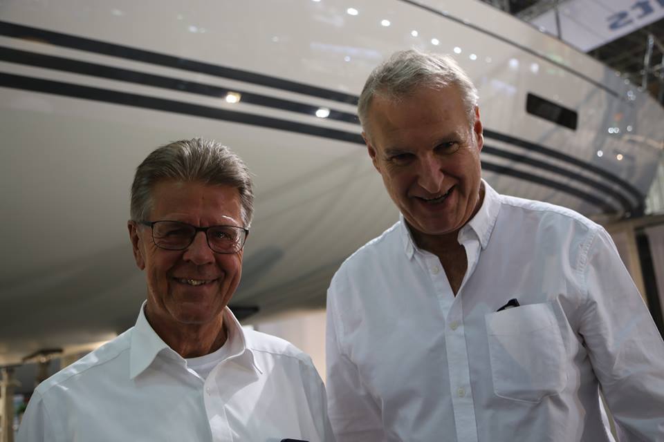 De to ejere af X-Yachts, hovedaktionær Ib Kunøe og aktionær og CEO og designer fra værftet Niels Jeppesen, satser stort på Boot i Düsseldorf. Foto: Troels Lykke