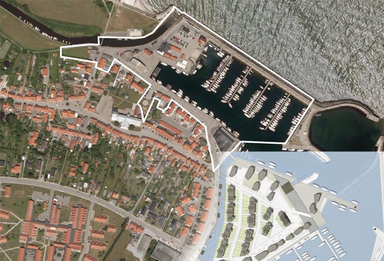 Havneudvidelsen er placeret sydøst for den eksisterende havn. Billede fra kommunens debatfolder.